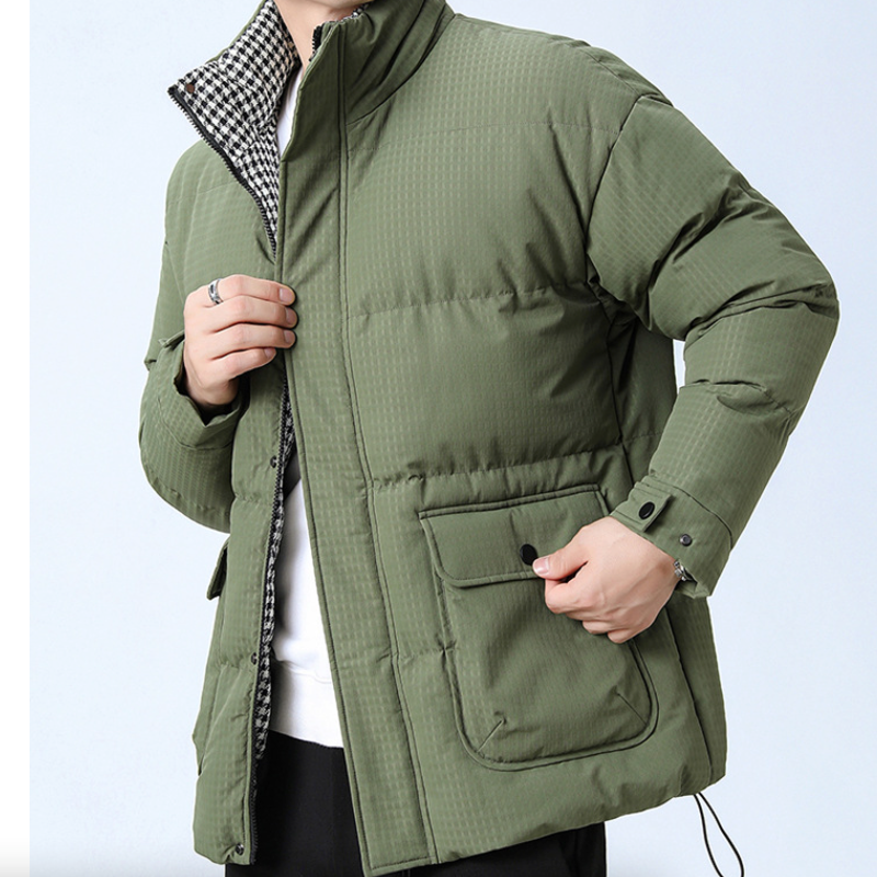 Men's Puffer Jacket Houndstooth Pattern