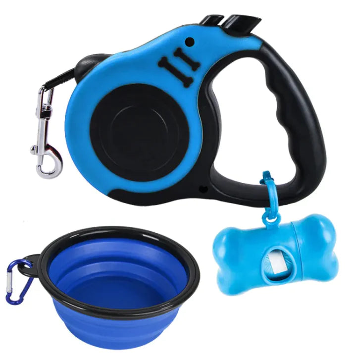 Pet Travel Kit With Foldable Bowl, Leash & Waste Bag Dispenser
