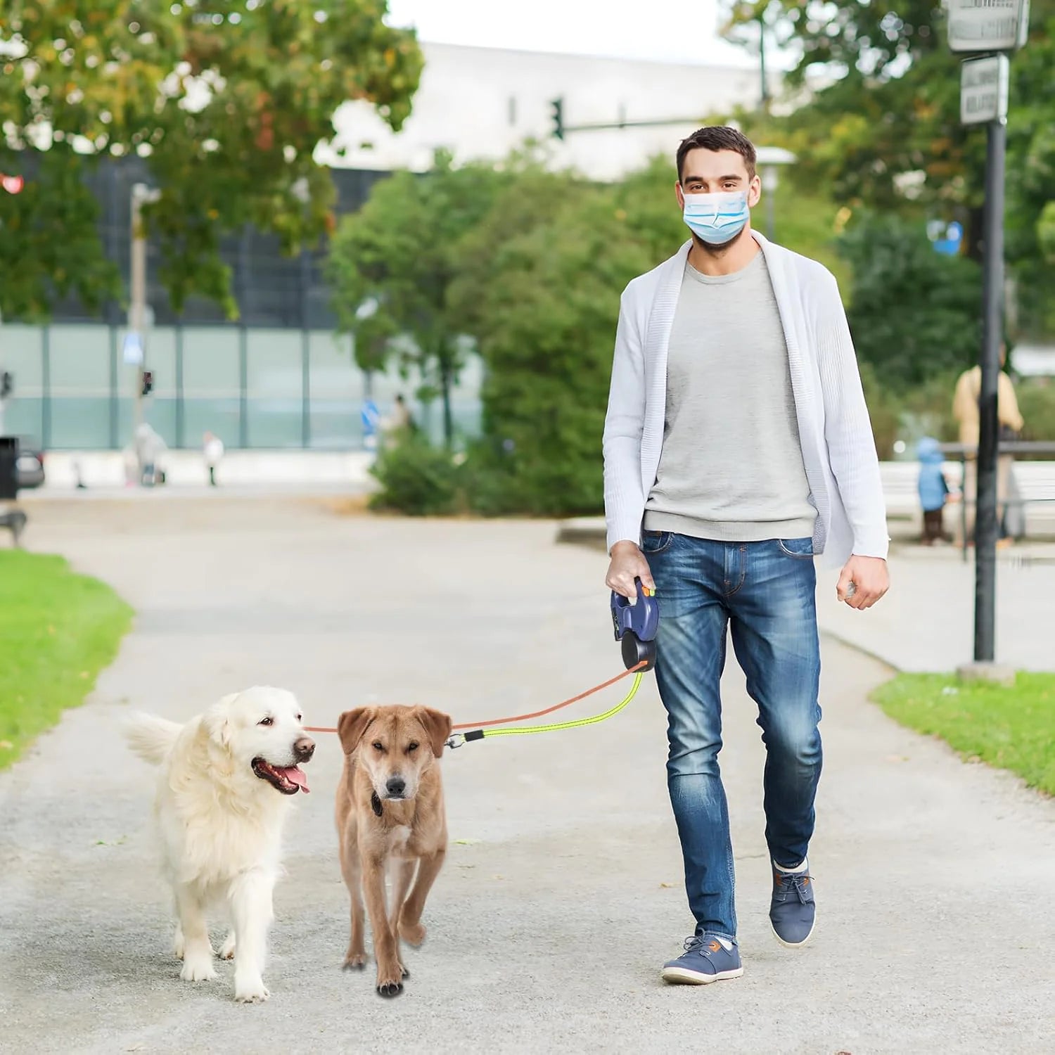 Reflective Dual Pet Leash With 360 Swivel