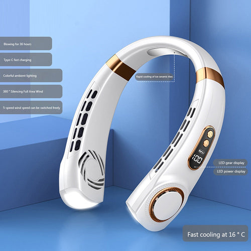 Wearable Fan With LED 5 Speed