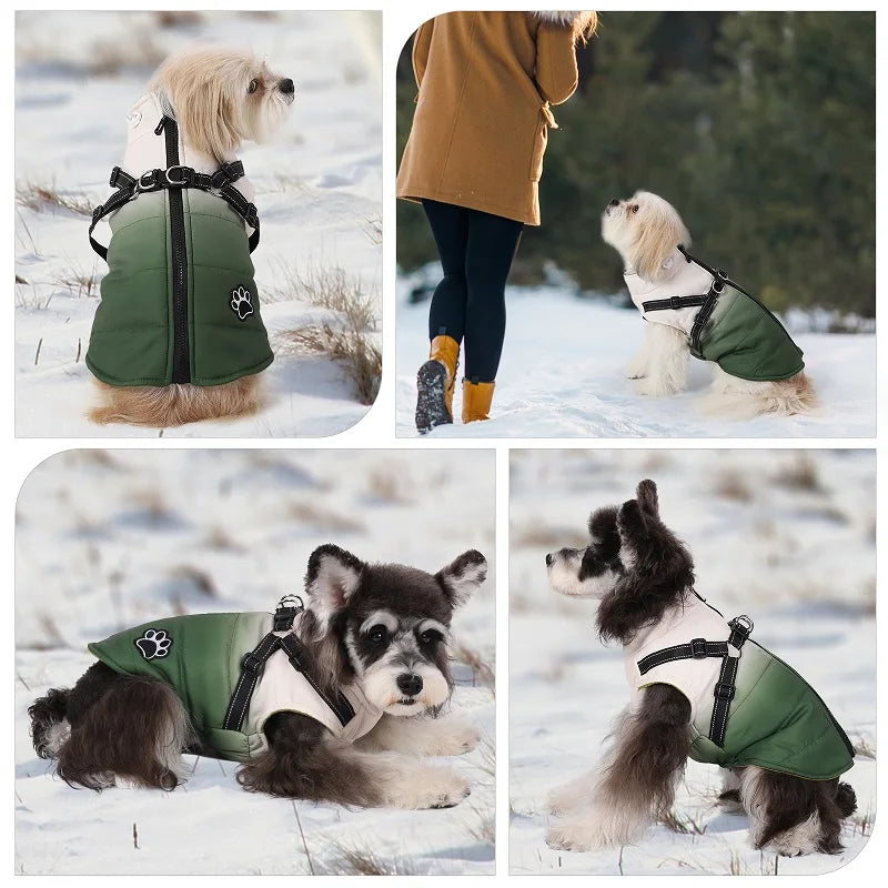 Dog Winter Jacket With Harness Zipper