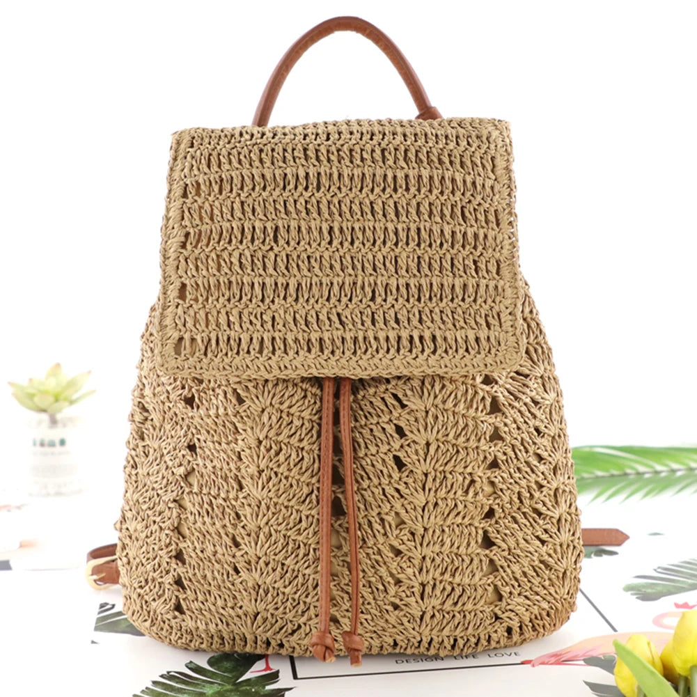 Handwoven Straw Backpack