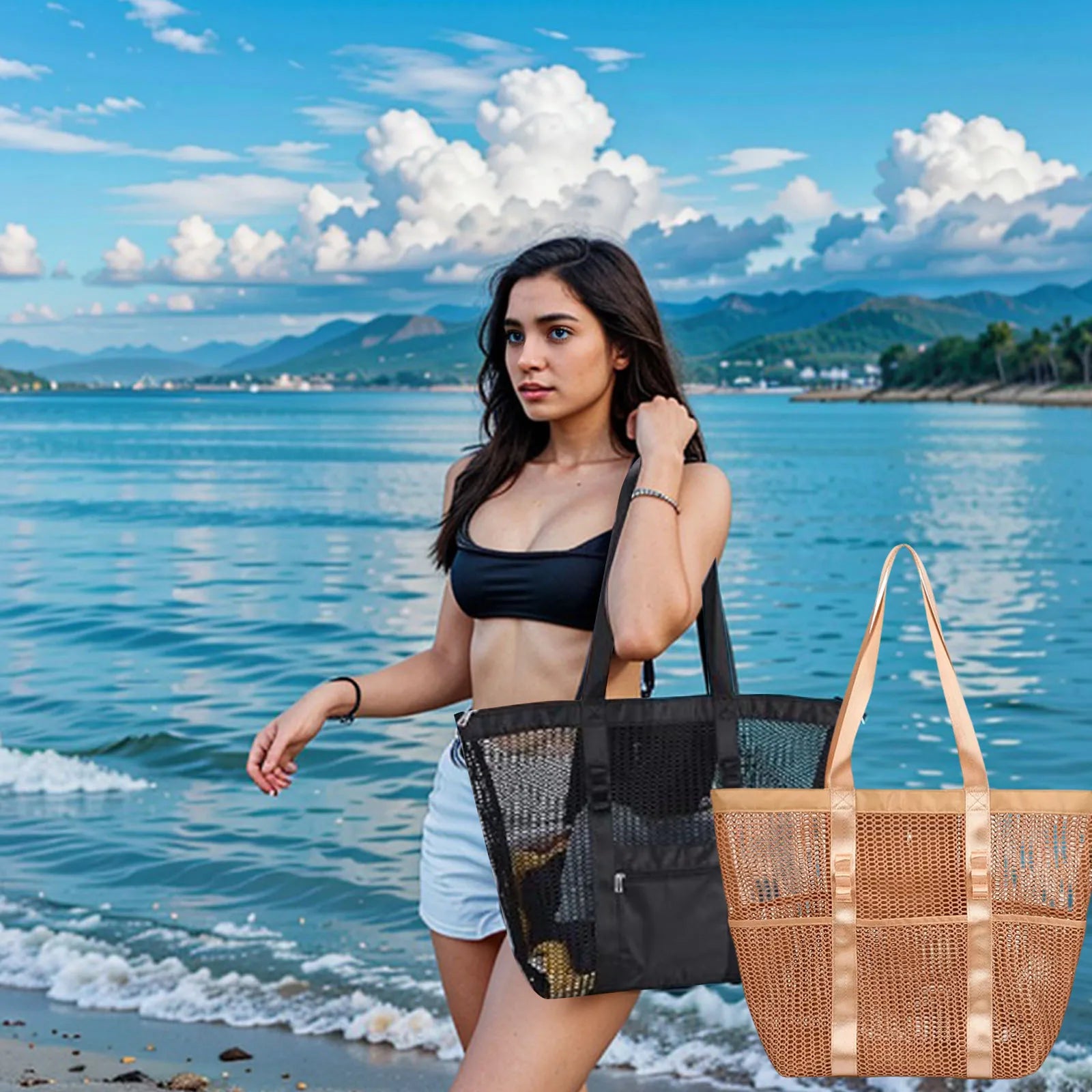 Large Mesh Beach Tote Bag