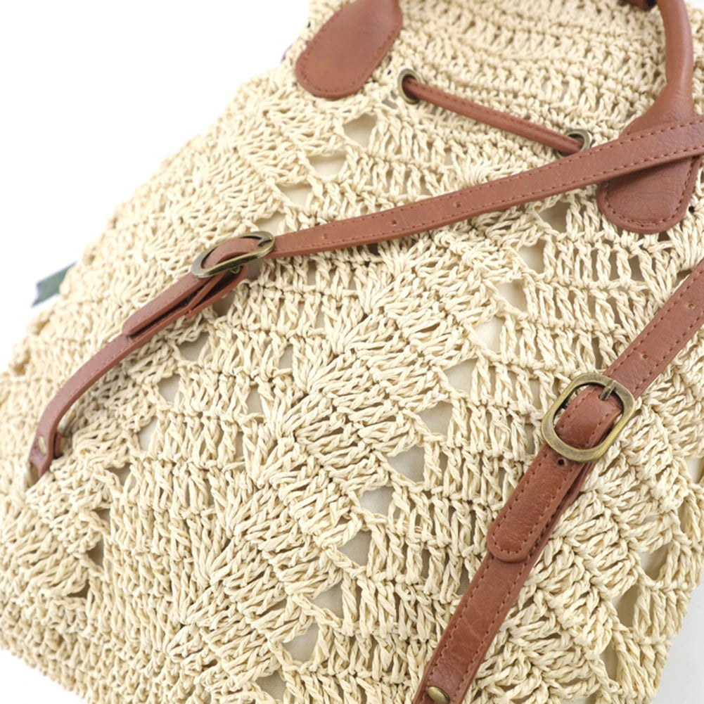 Handwoven Straw Backpack