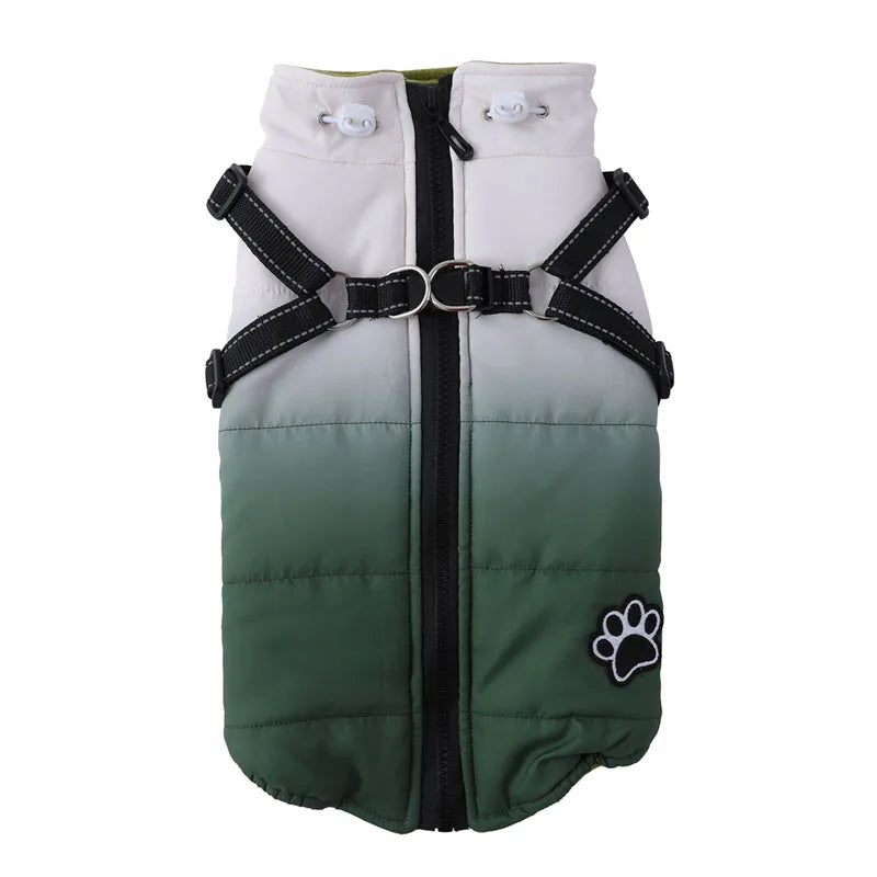 Dog Winter Jacket With Harness Zipper
