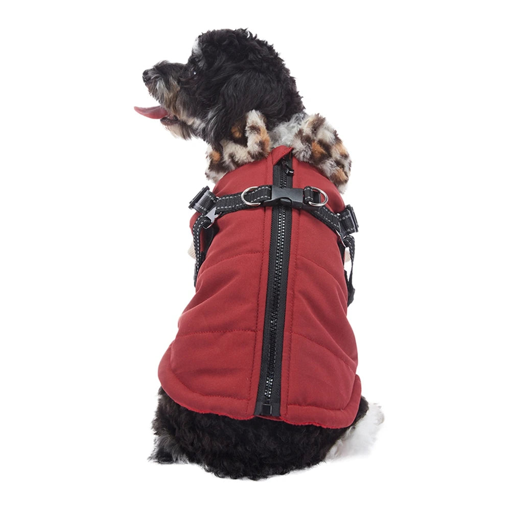 Dog Coat With Harness Fur Collar
