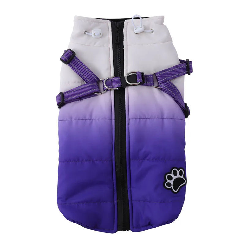 Dog Winter Jacket With Harness Zipper