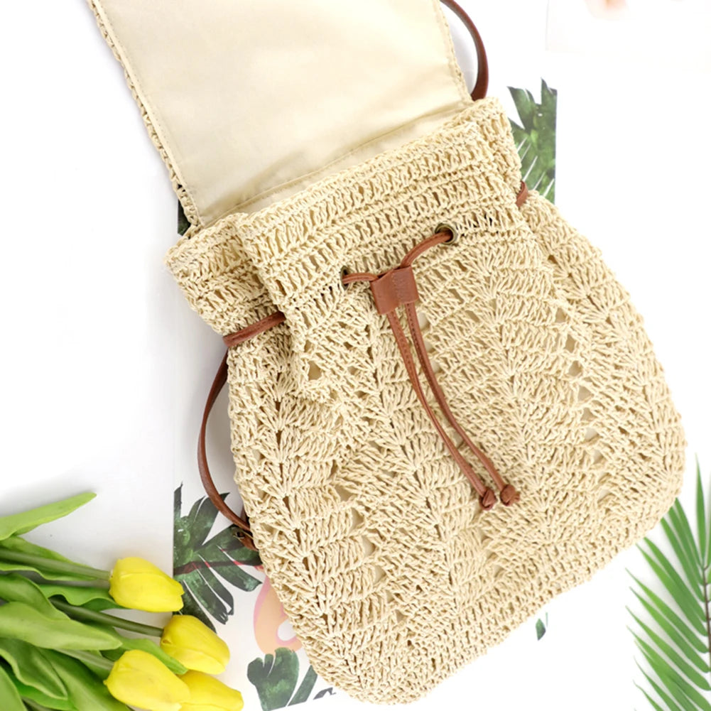 Handwoven Straw Backpack
