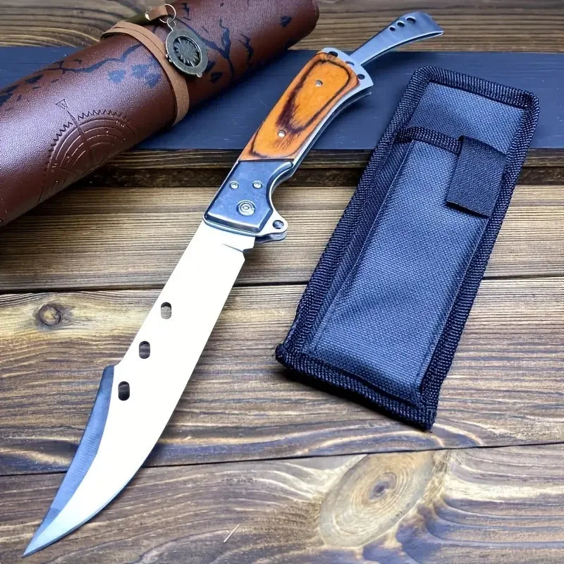 Folding Knife With Red Sandalwood Handle