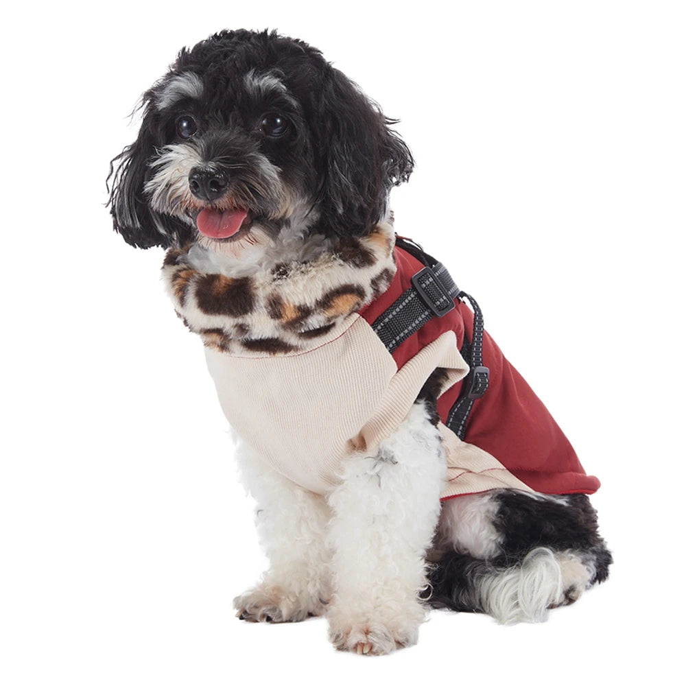 Dog Coat With Harness Fur Collar