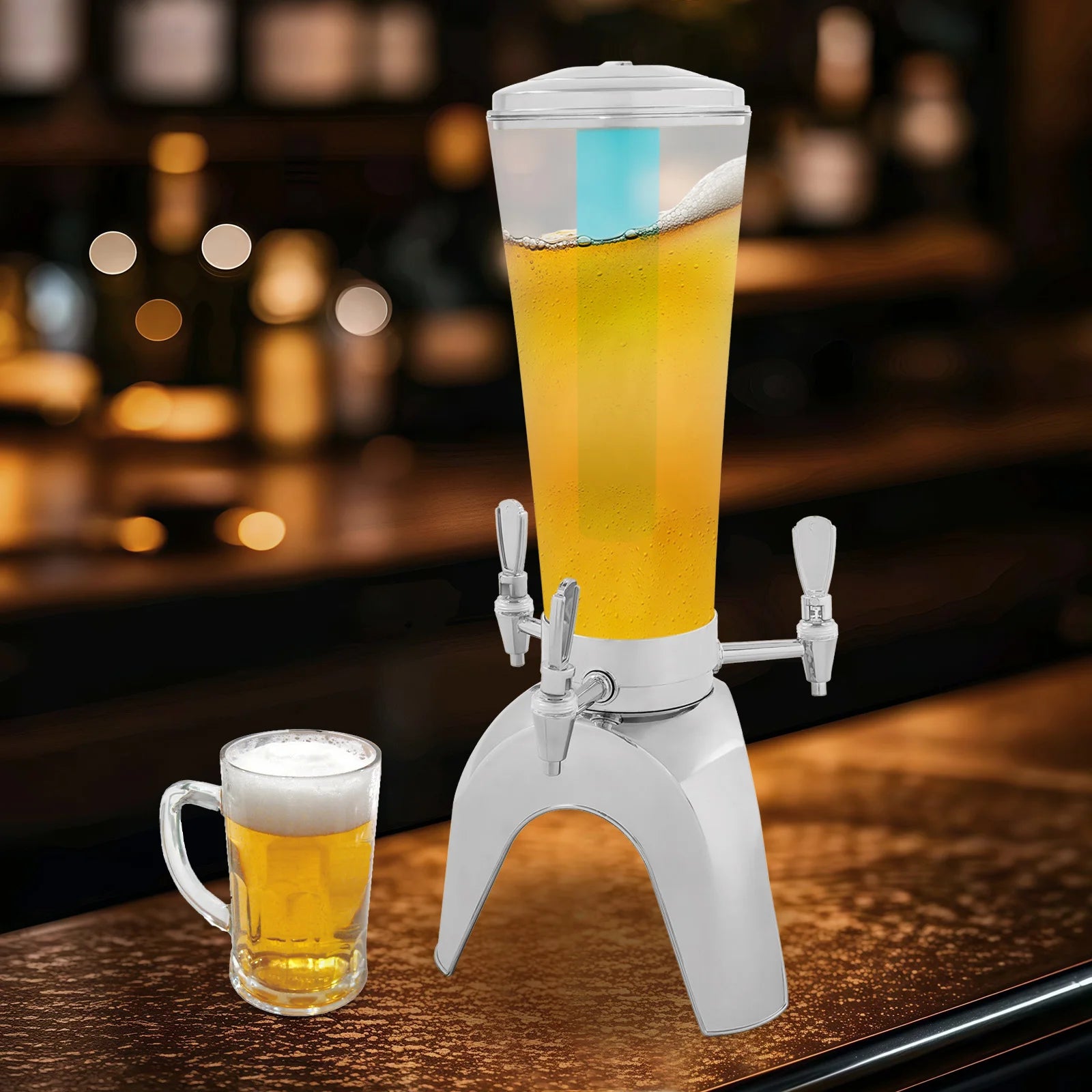 3 Tap Beer Dispenser With Built In Ice Chamber Holds 3L