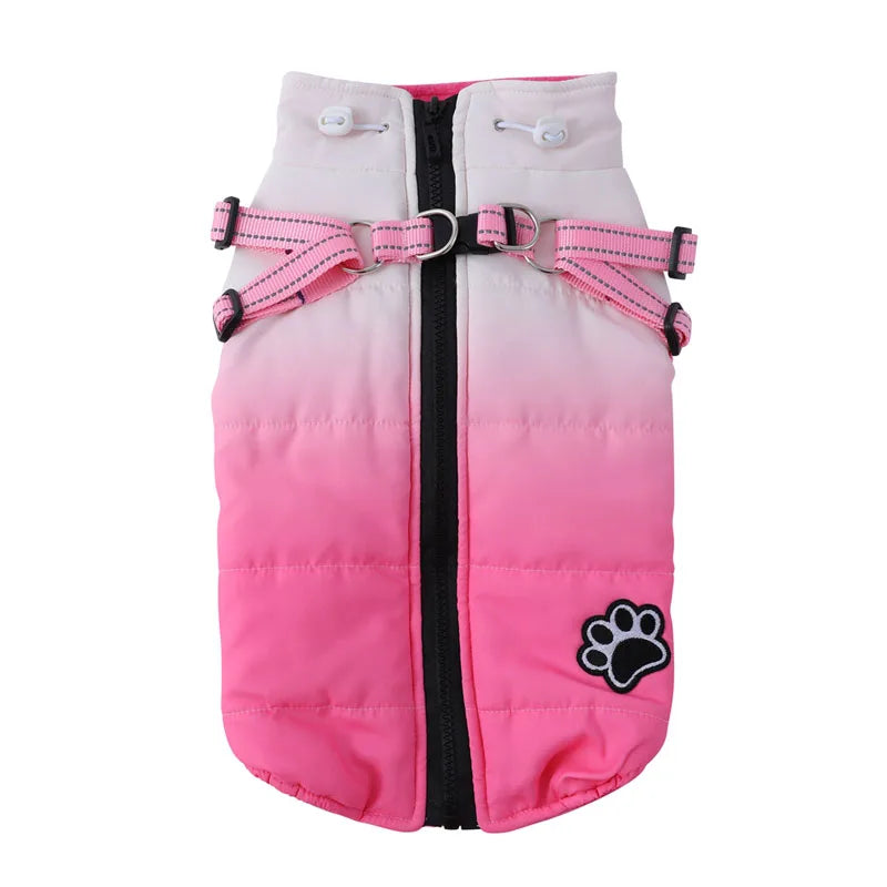Dog Winter Jacket With Harness Zipper