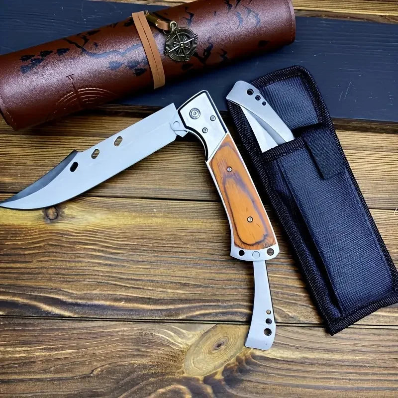 Folding Knife With Red Sandalwood Handle