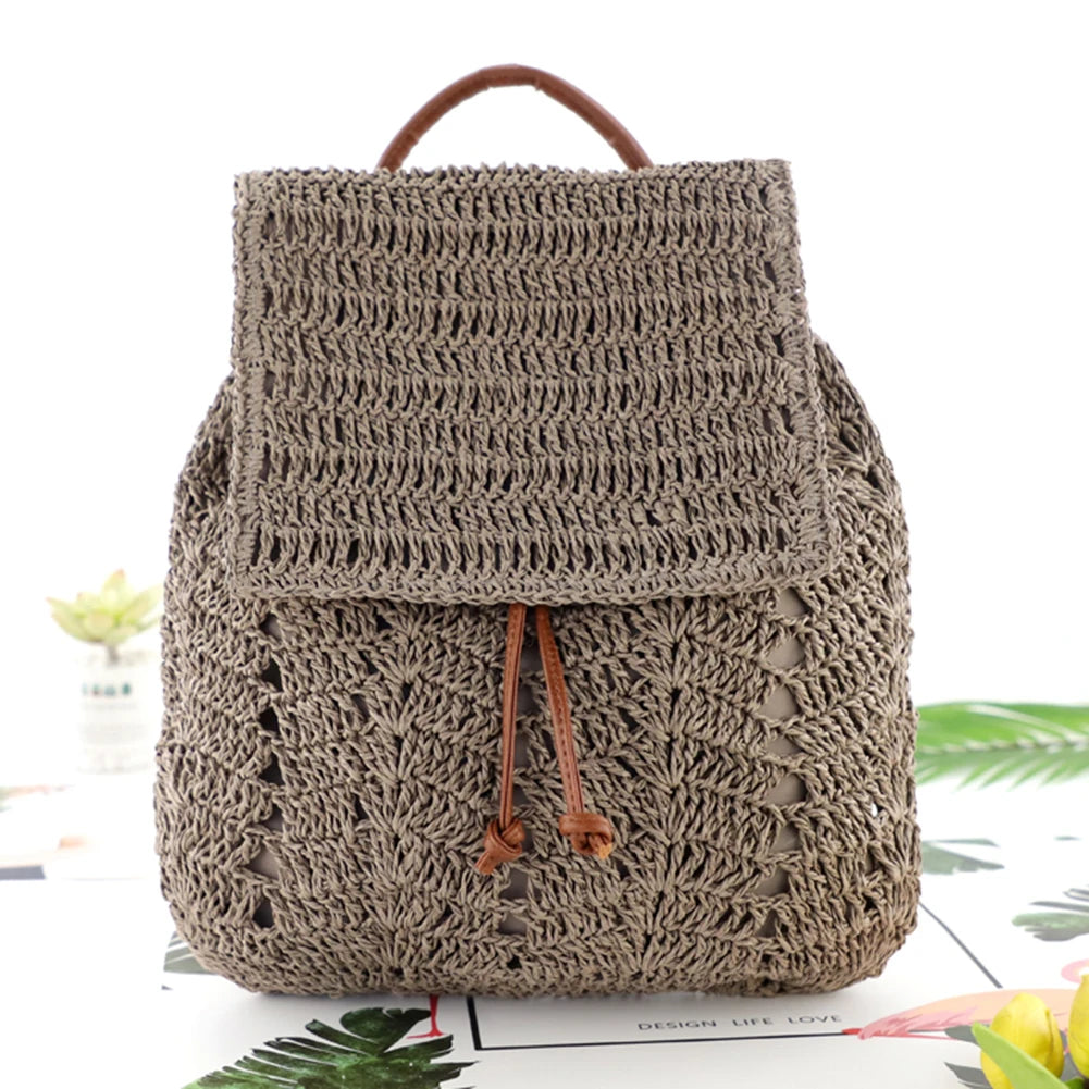 Handwoven Straw Backpack