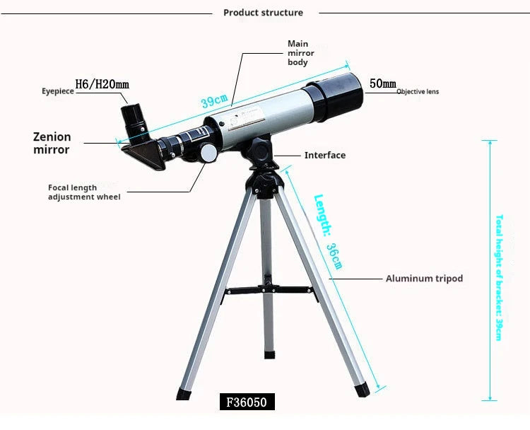 Telescope With Phone Adapter 50mm Travel Ready
