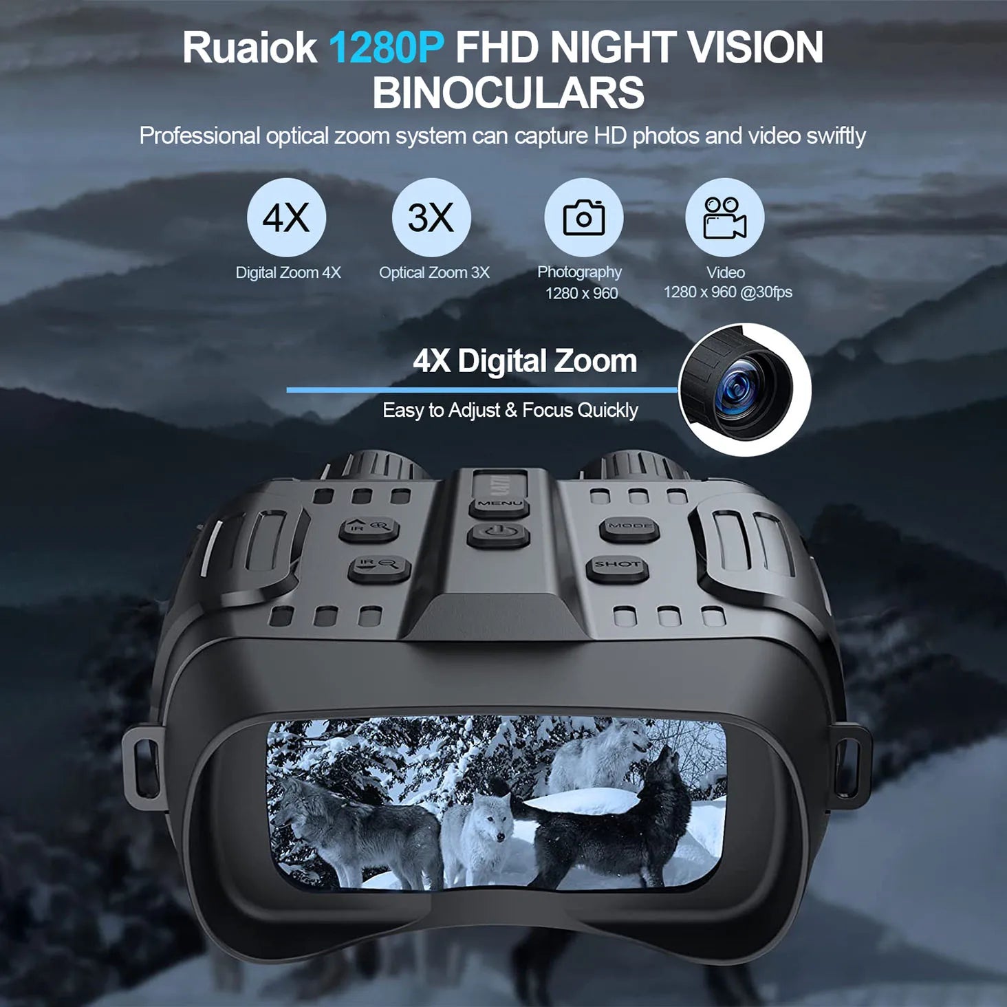 Night Vision Binoculars 4X Digital Zoom