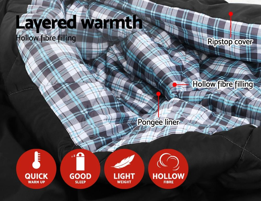 Double Sleeping Bag With Pillow All Weather