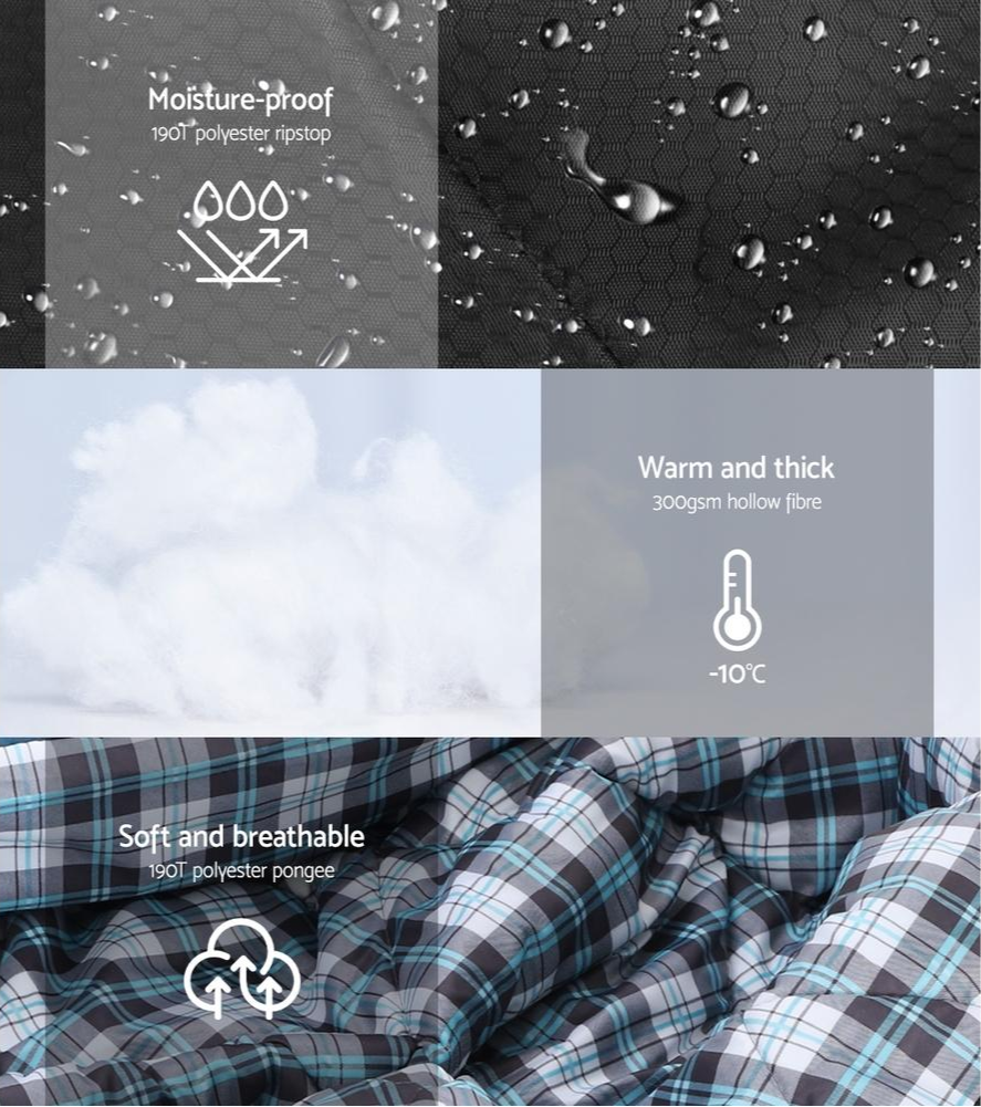 Double Sleeping Bag With Pillow All Weather