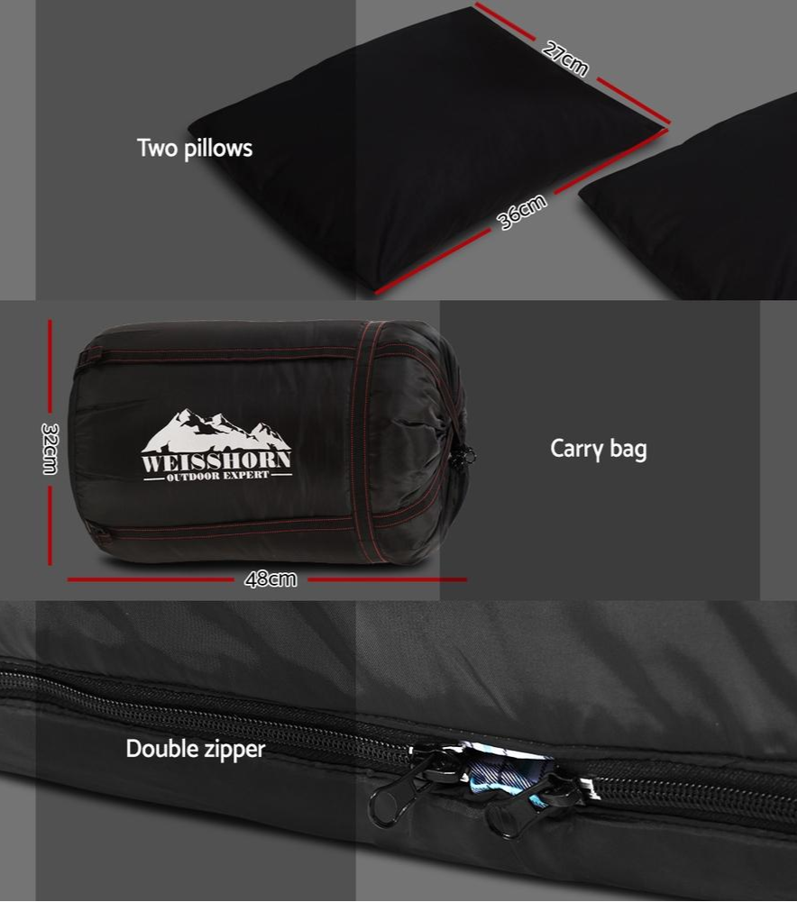 Double Sleeping Bag With Pillow All Weather