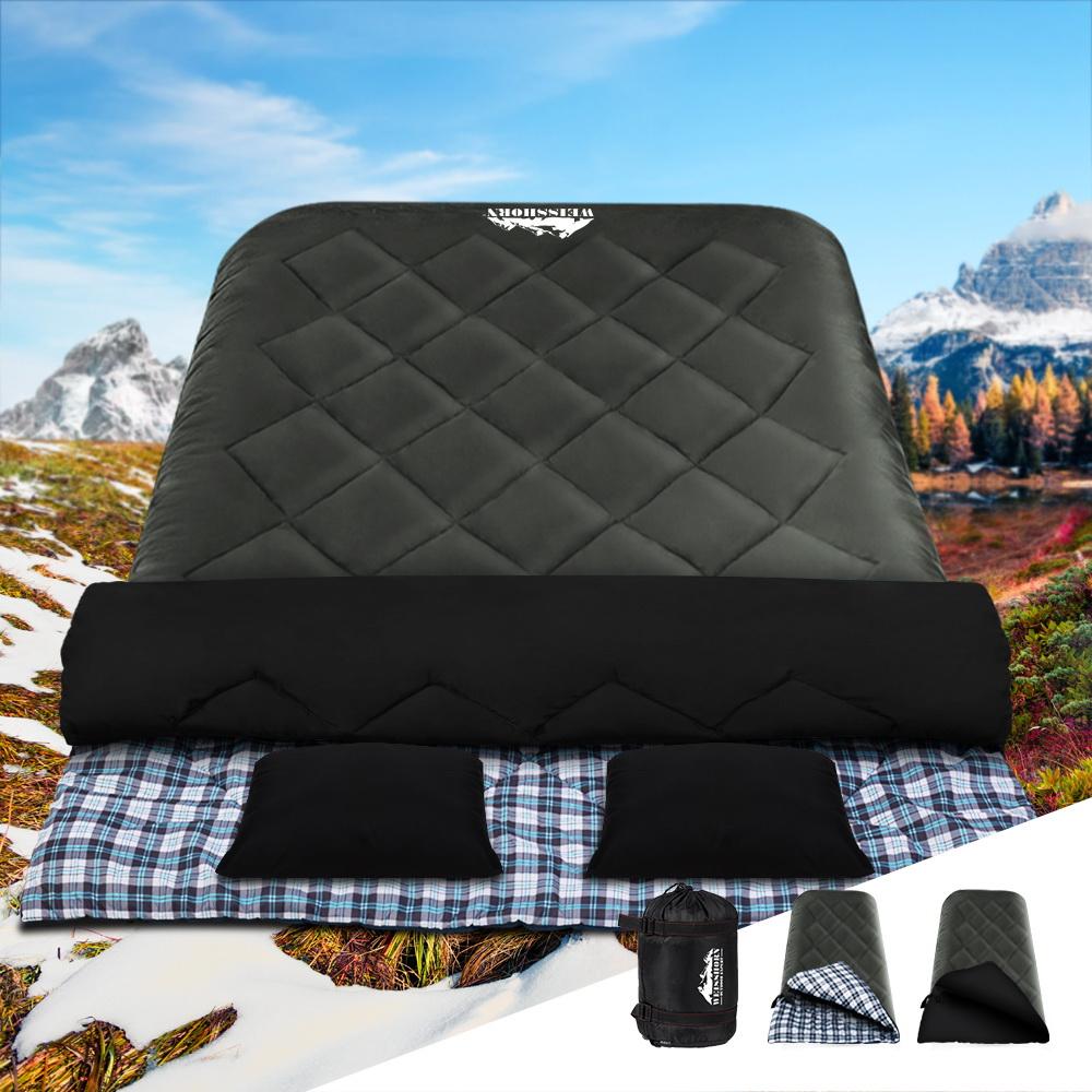 Double Sleeping Bag With Pillow All Weather