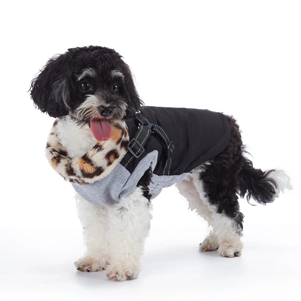 Dog Coat With Harness Fur Collar
