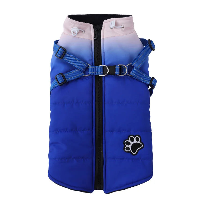Dog Winter Jacket With Harness Zipper
