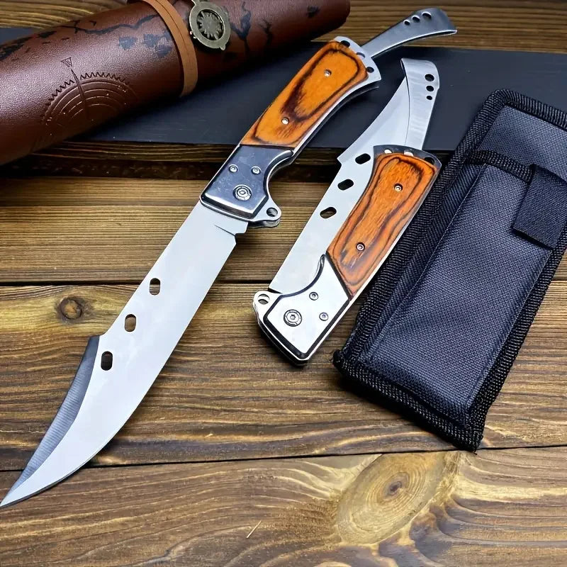 Folding Knife With Red Sandalwood Handle