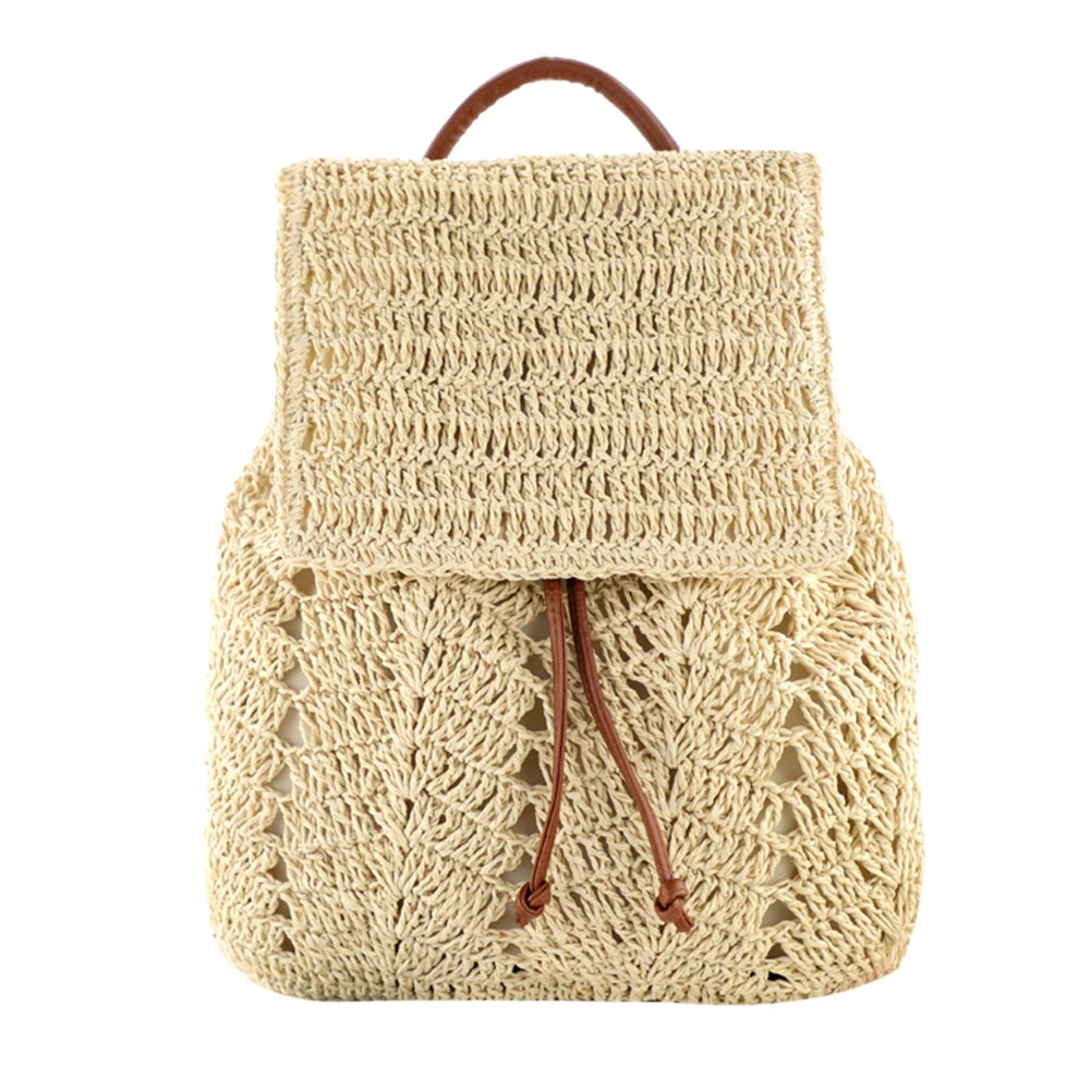 Handwoven Straw Backpack