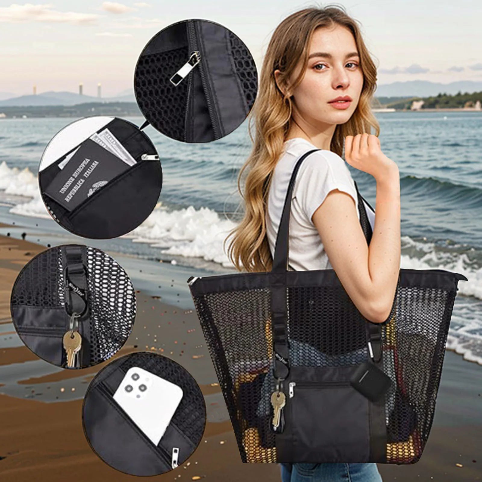 Large Mesh Beach Tote Bag