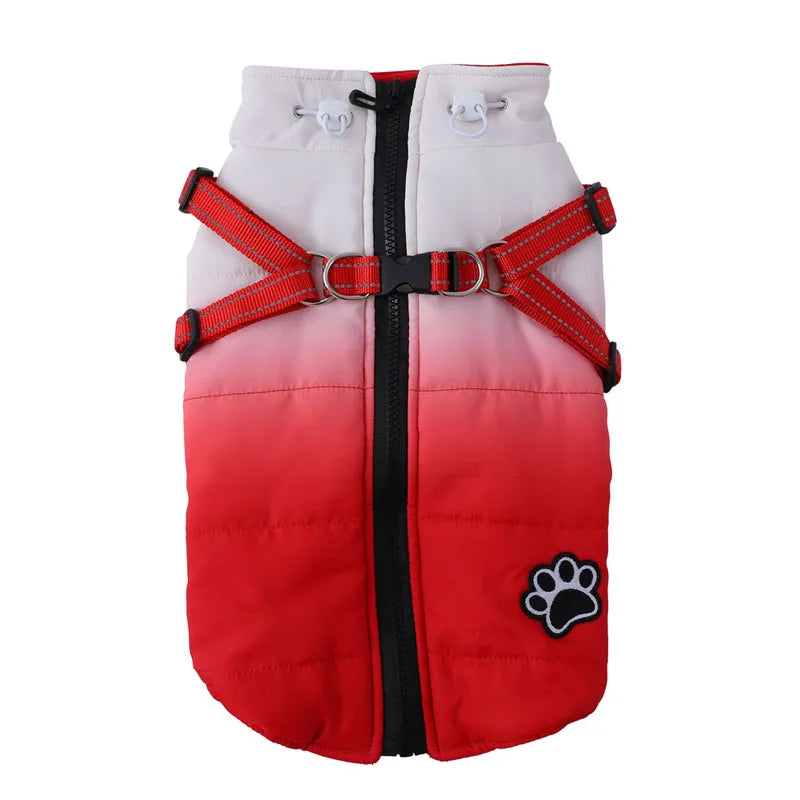 Dog Winter Jacket With Harness Zipper