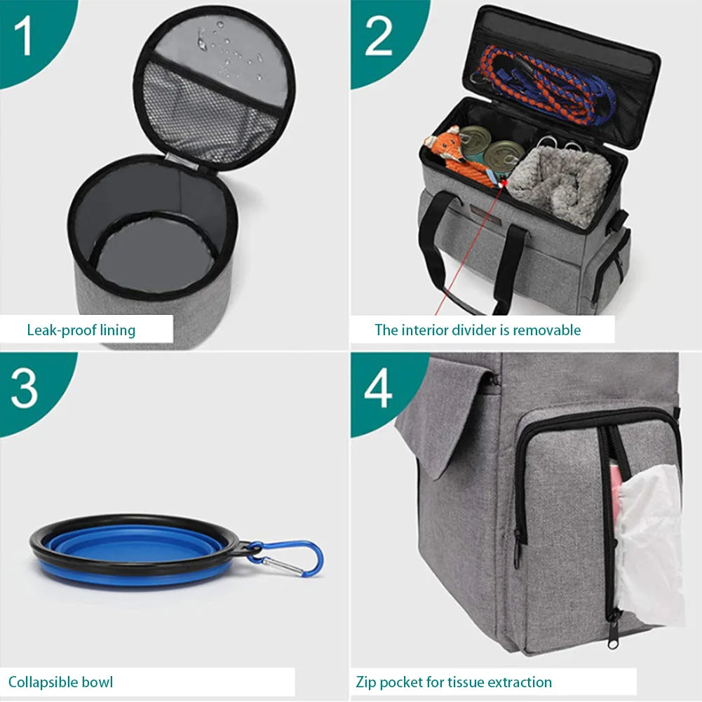 Pet Travel Backpack With 2 Food Bags