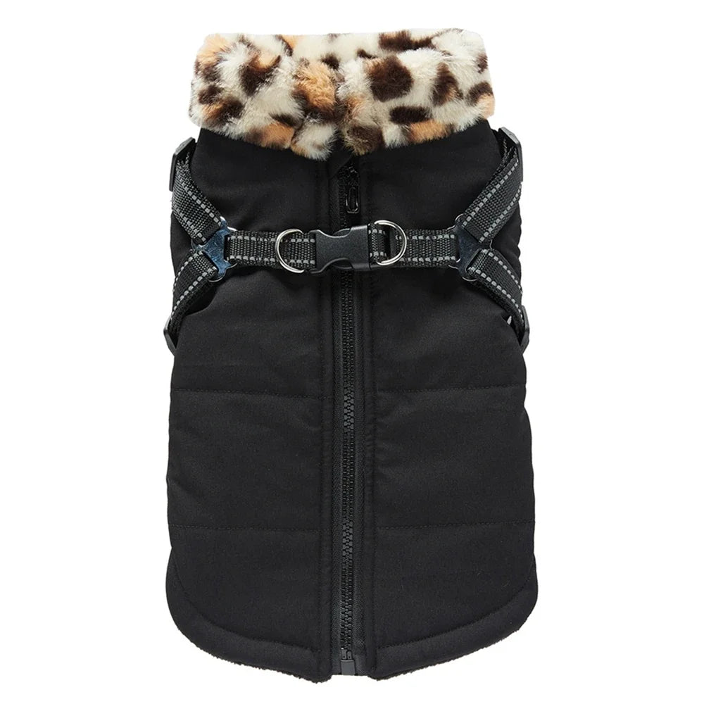 Dog Coat With Harness Fur Collar
