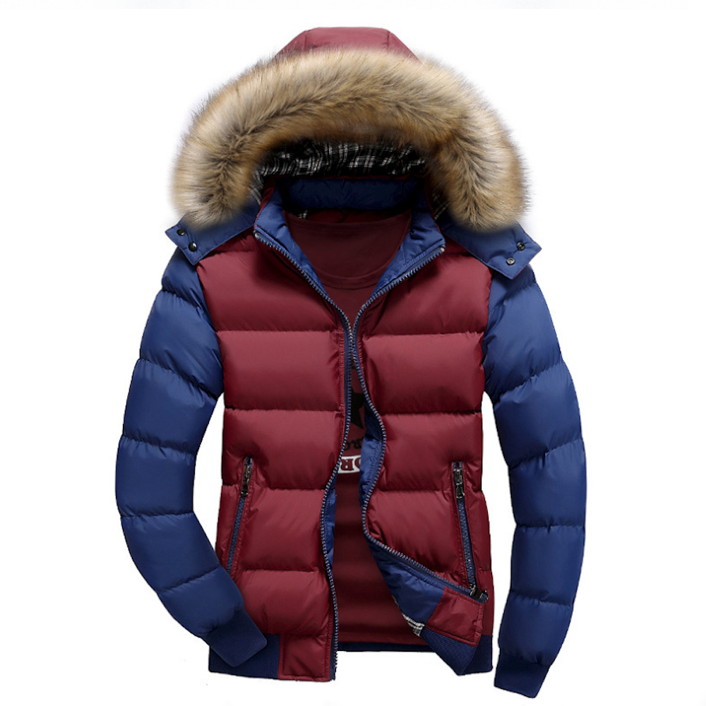 Two Tone Puffer Jacket With Removable Hood