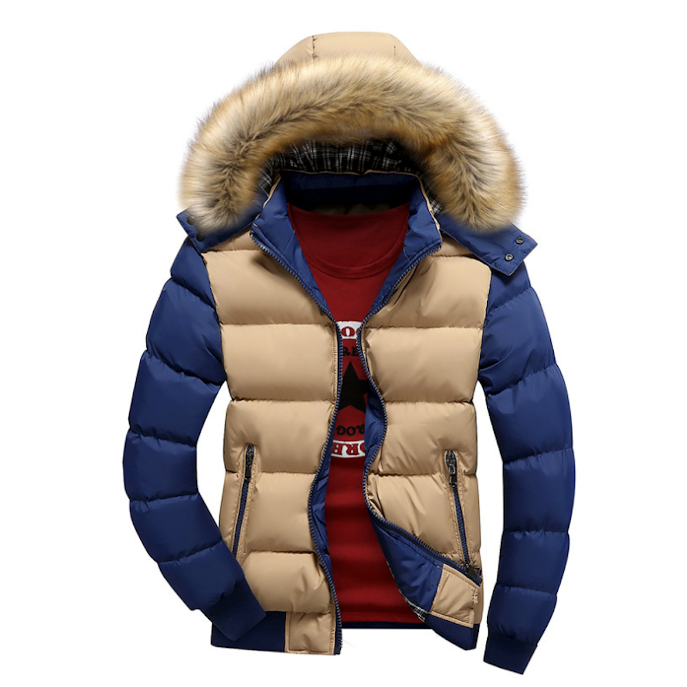 Two Tone Puffer Jacket With Removable Hood