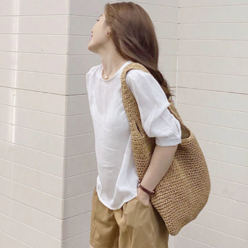 Beach Bag With Straw Handle
