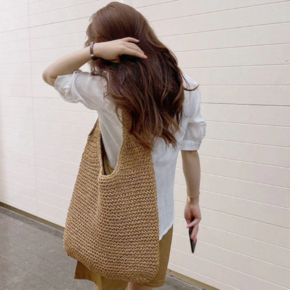 Beach Bag With Straw Handle