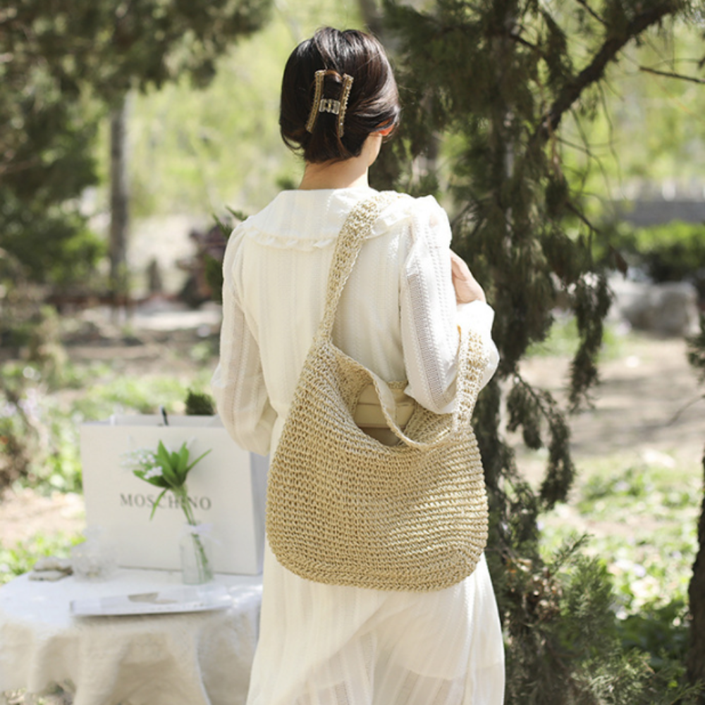 Beach Bag With Straw Handle