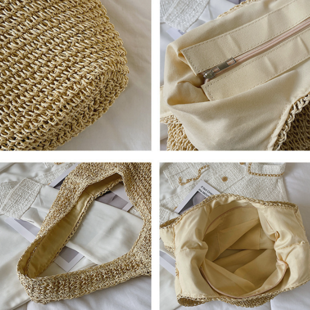 Beach Bag With Straw Handle