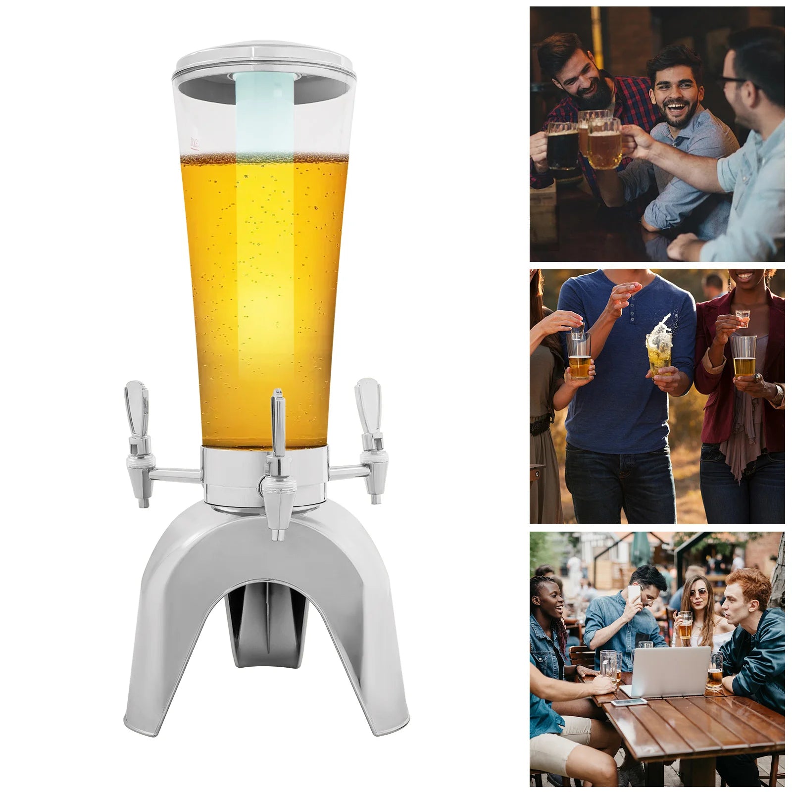 3 Tap Beer Dispenser With Built In Ice Chamber Holds 3L