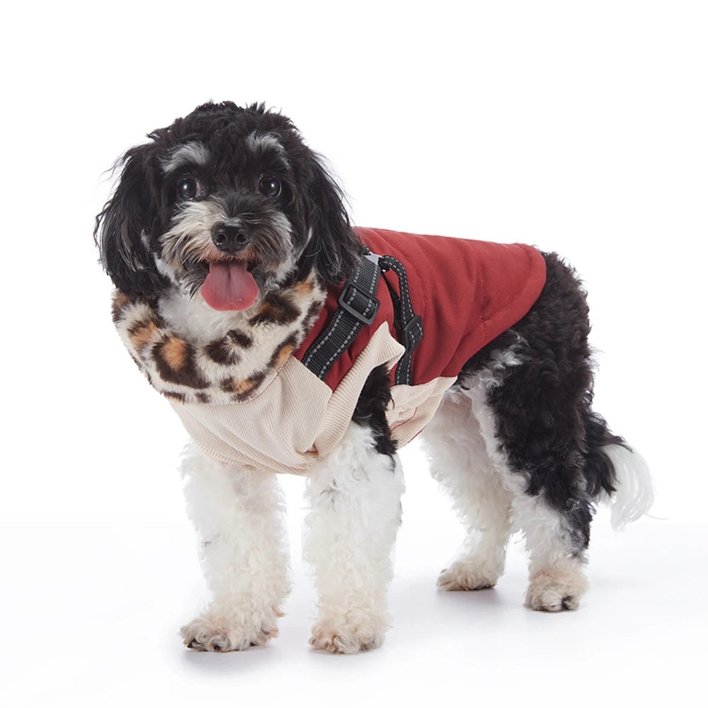 Dog Coat With Harness Fur Collar