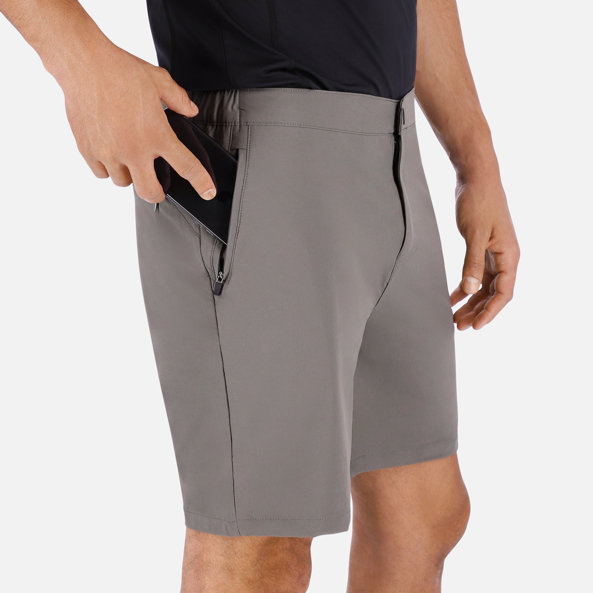 Trail Shorts Men Green Zip Pockets Quick Dry