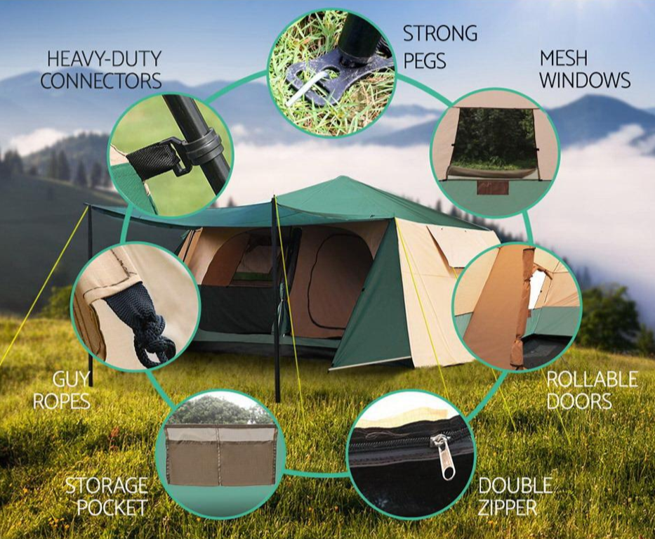 8-Person Instant Up Camping Tent – Pop-Up, Family Size, Easy Setup, Weatherproof