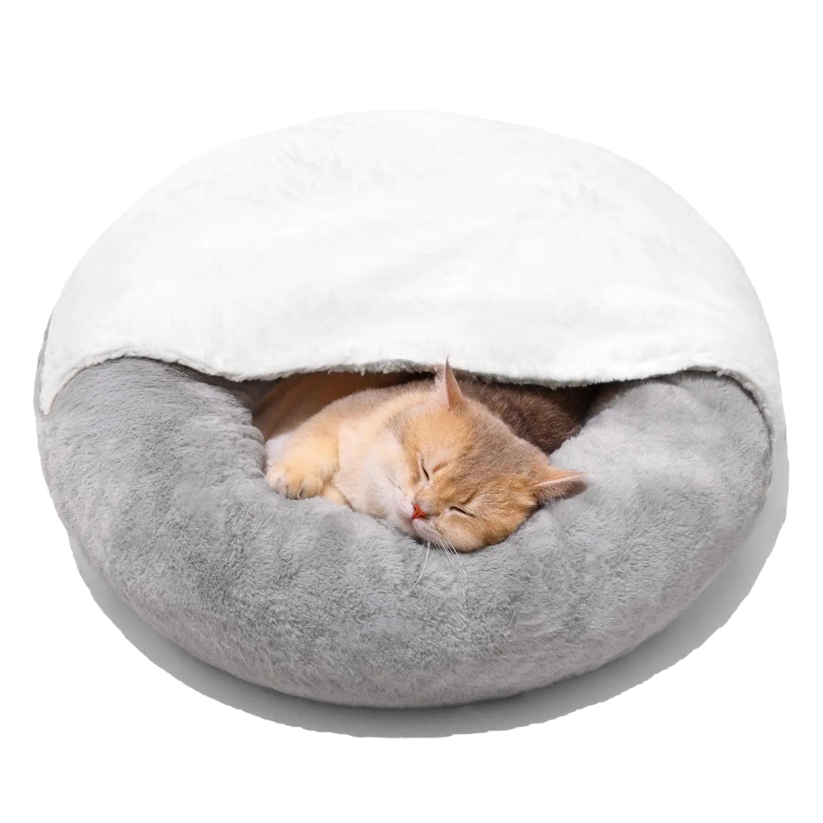 Cozy Cat Cave Bed With Hooded Blanket Non Slip Bottom