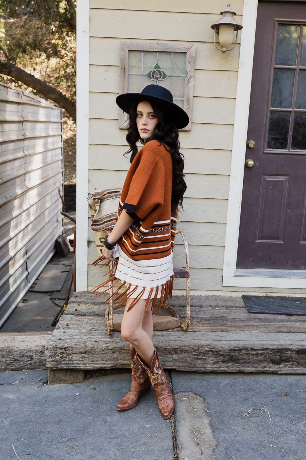 Western Fringed Ruana Plush Cozy