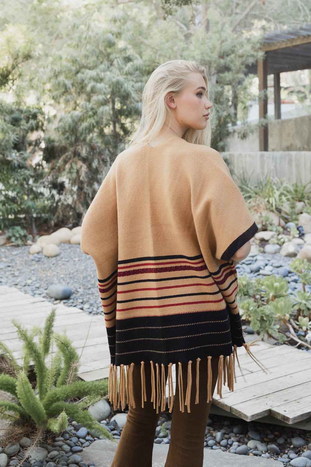 Western Fringed Ruana Plush Cozy