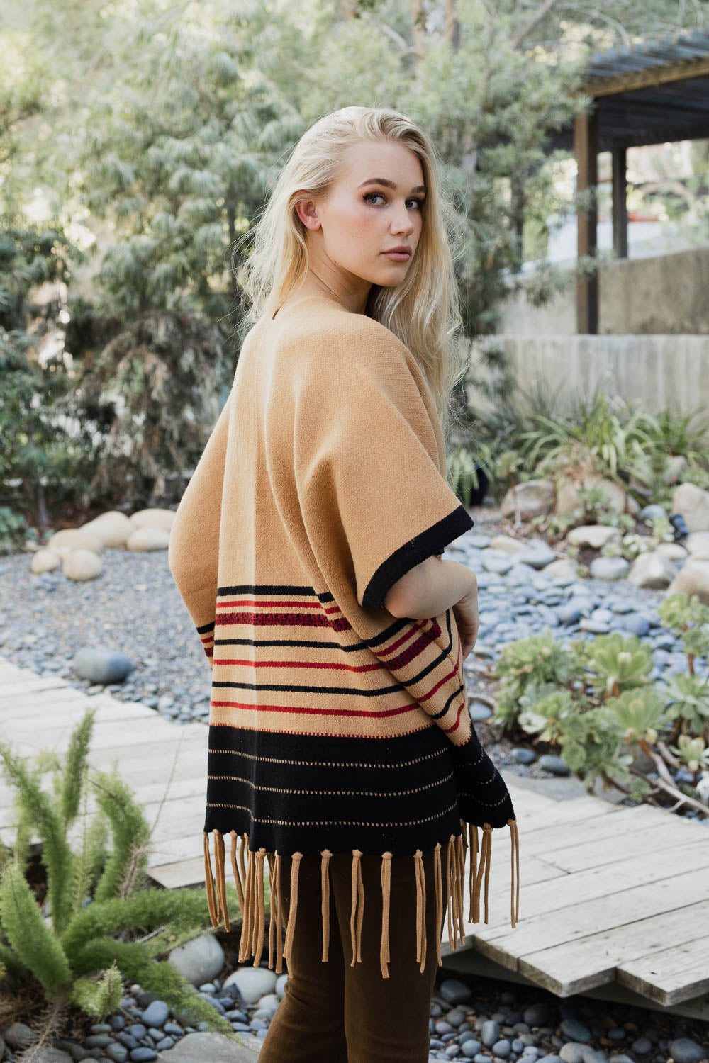 Western Fringed Ruana Plush Cozy