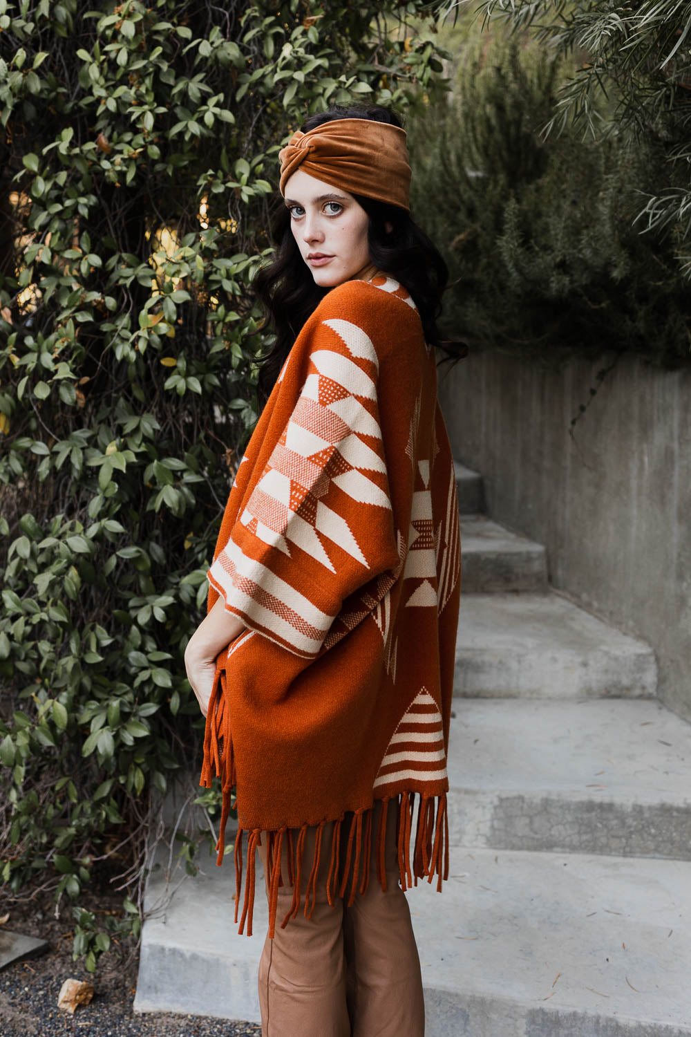 Luxurious Aztec Fringed Ruana Cozy Wrap