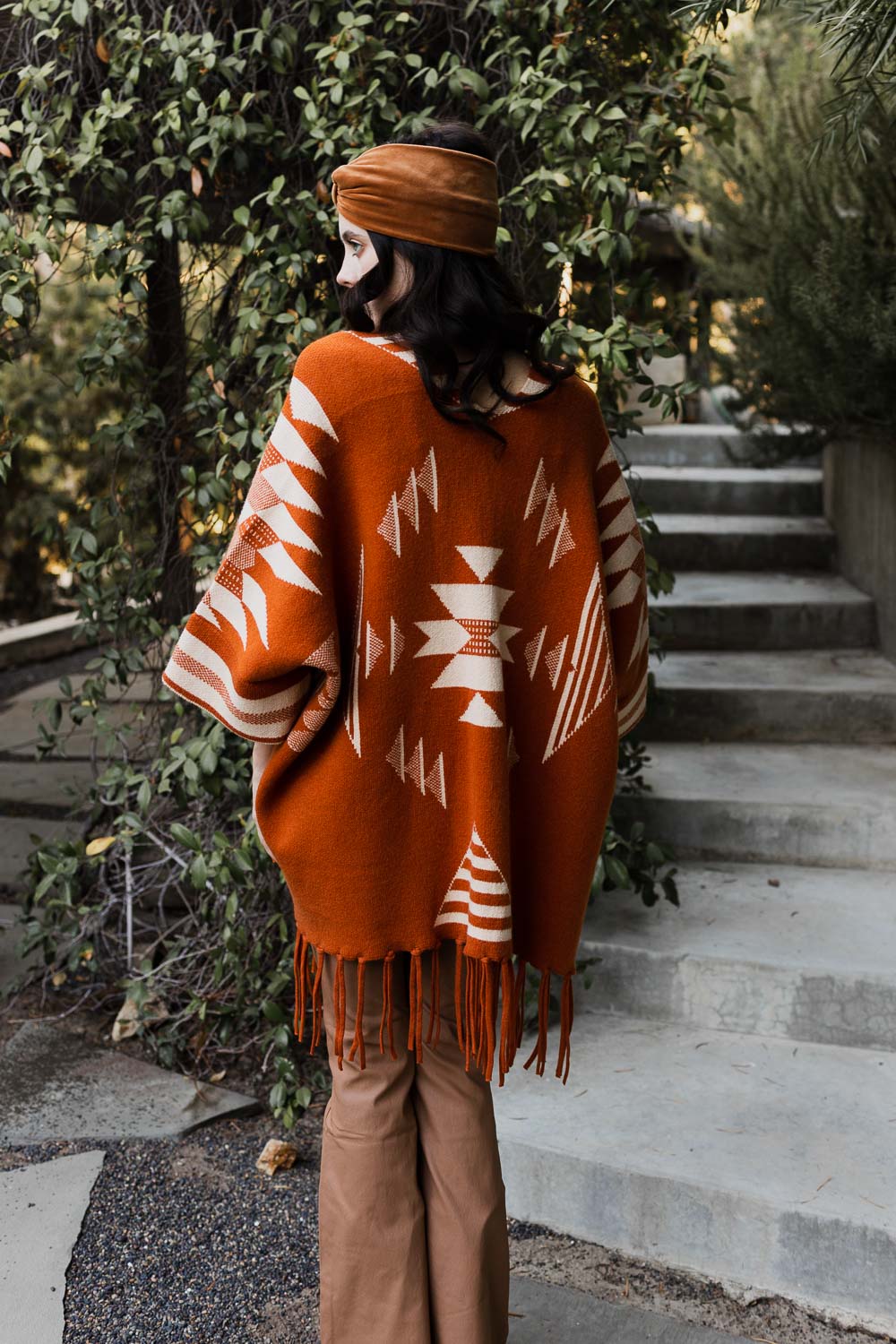 Luxurious Aztec Fringed Ruana Cozy Wrap