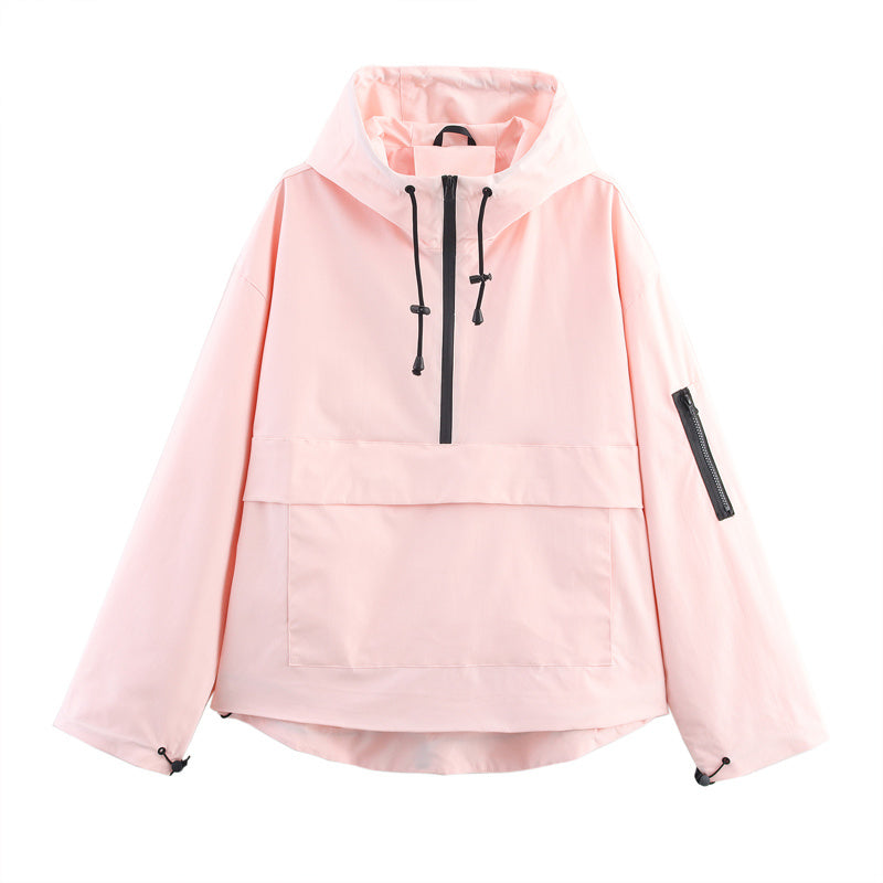 Windbreaker Jacket With Adjustable Hood