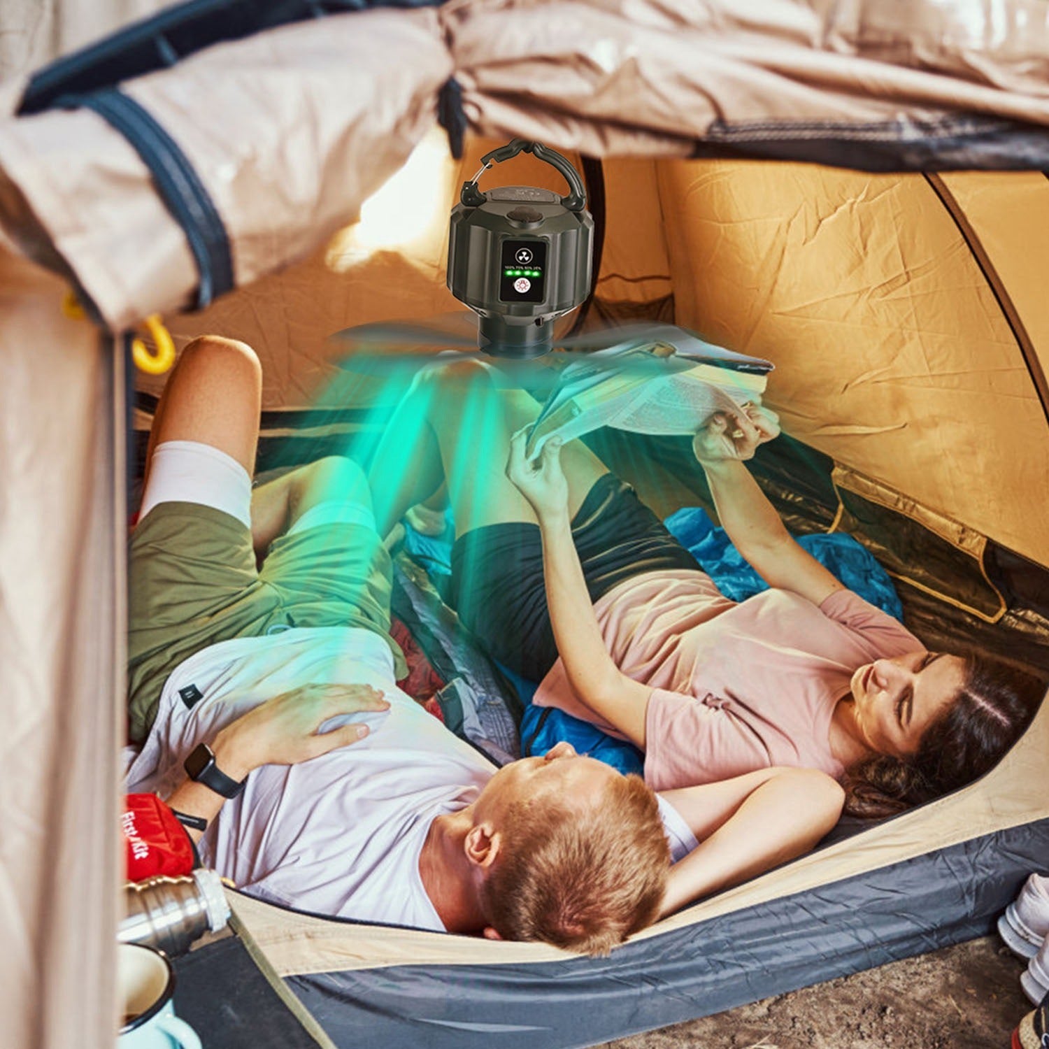 Camping Tent Ceiling Fan And LED Light